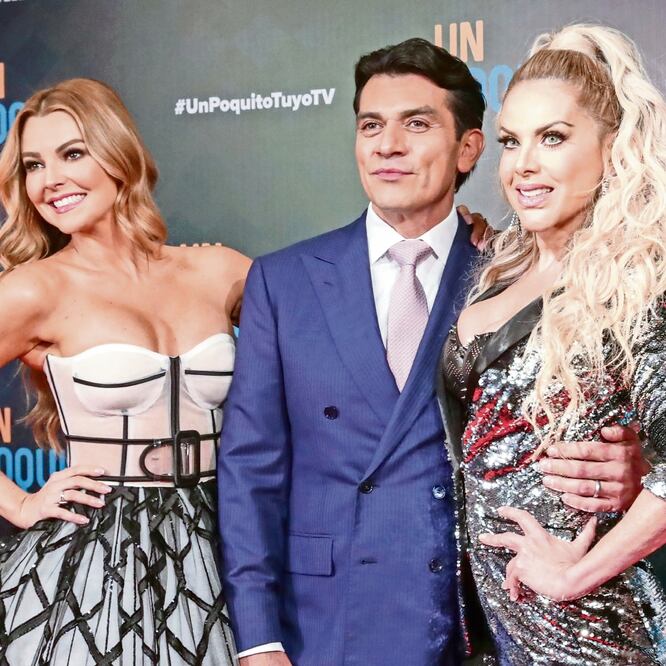 Marjorie de Sousa, Jorge Salinas y Lorena Herrera en la presentación de la telenovela que protagonizan. DIEGO SIMÓN. EL UNIVERSAL.