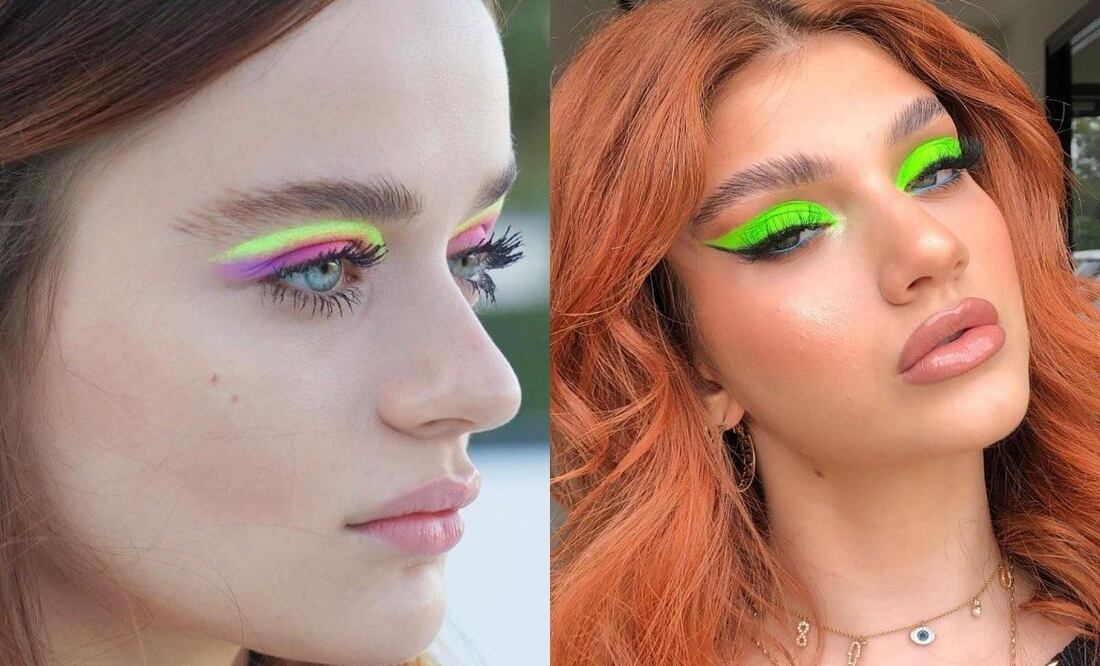 Lleva un maquillaje neón para deslumbrar en primavera. Fotos: Instagram @missjobaker / @renae__mua