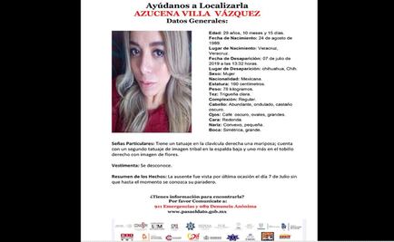 Piden ayuda para localizar a Azucena, veracruzana desaparecida en Chihuahua
