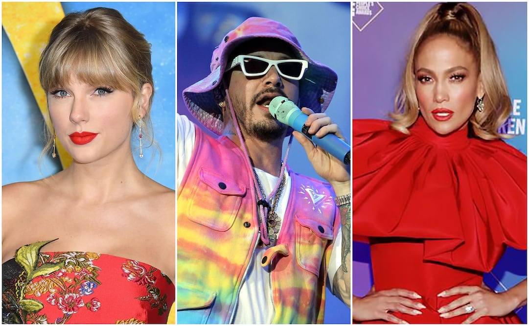 Taylor Swift, Bad Bunny y Jennifer López. Fotos: AFP, AP y cortesía