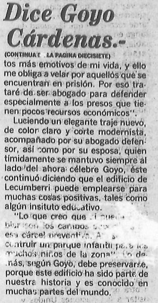 El "Goyo" Cárdenas, de feminicida repudiado en 1942 a celebridad aplaudida por diputados en 1976