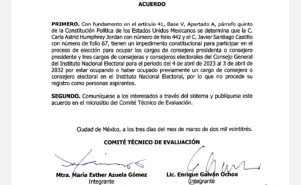 Dejan fuera a Carla Humphrey para la presidencia del INE por “impedimento constitucional”