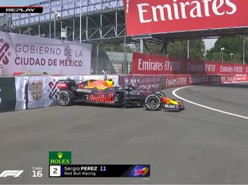 Checo Pérez sufre accidente en las Prácticas 1 del GP de México