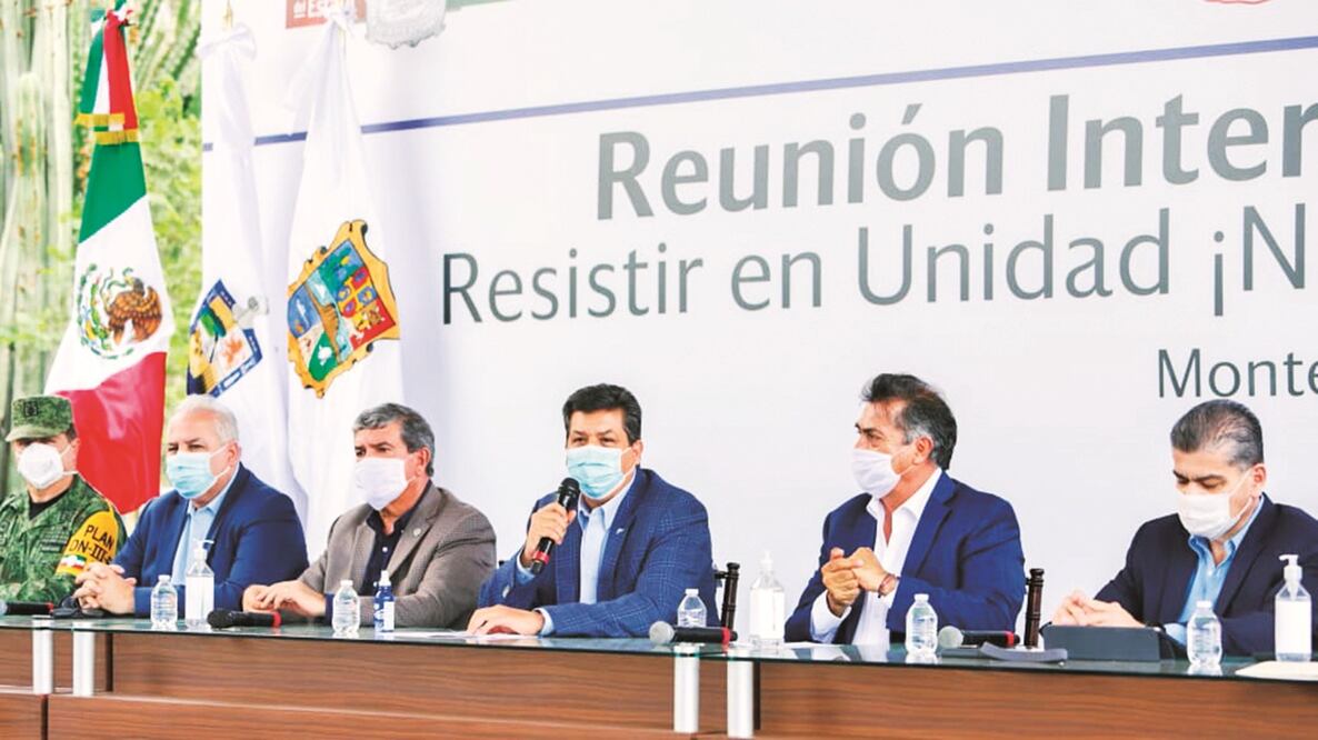 Los gobernadores de Tamaulipas, Francisco GCabeza de Vaca; de Nuevo León, Jaime Rodríguez, y de Coahuila, Miguel Riquelme, propondrán al estado de Texas estrechar la coordinación y prevenir contagios en la frontera. Foto: Especial