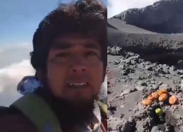 Hombre sube hasta el cráter del volcán Popocatépetl para llevar ofrenda; video se viraliza