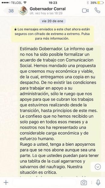 Ex consultor de Corral revela amenazas