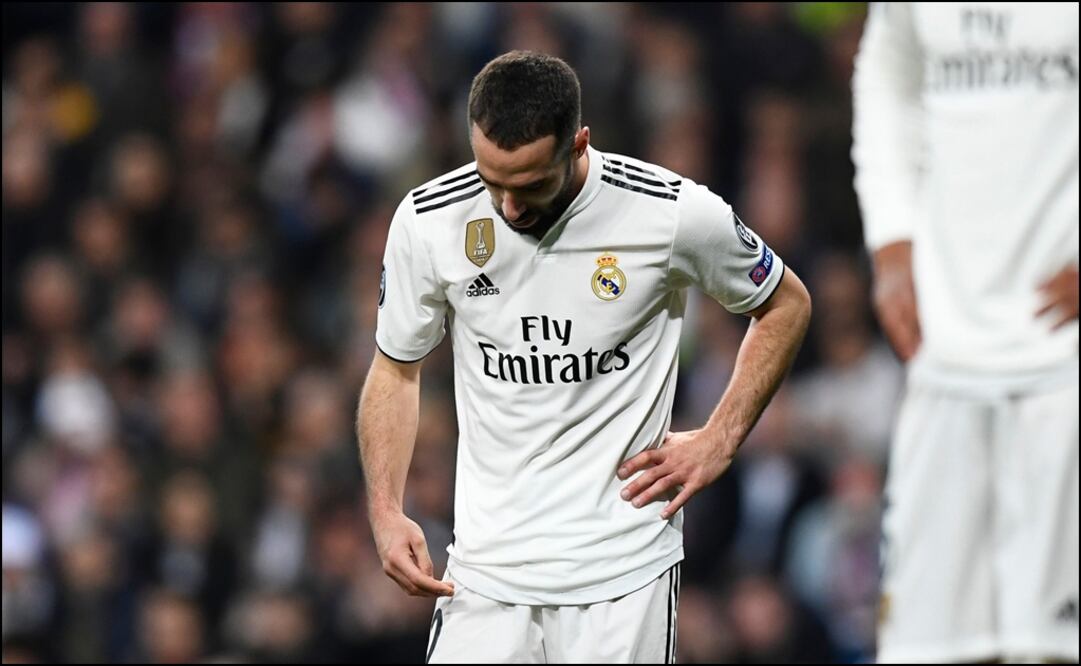 Dani Carvajal se lamenta por la derrota del Real Madrid frente al Ajax. Foto: AFP