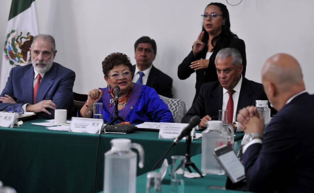 La fiscal capitalina, Ernestina Godoy Ramos compareciendo ante el Consejo Judicial Ciudadano en el Congreso CDMX Foto: Especial/El Universal