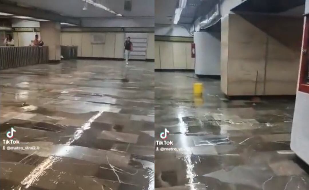 En redes sociales se observa la estación Eugenia con presencia de agua en sus pasillos. Foto: Captura de video