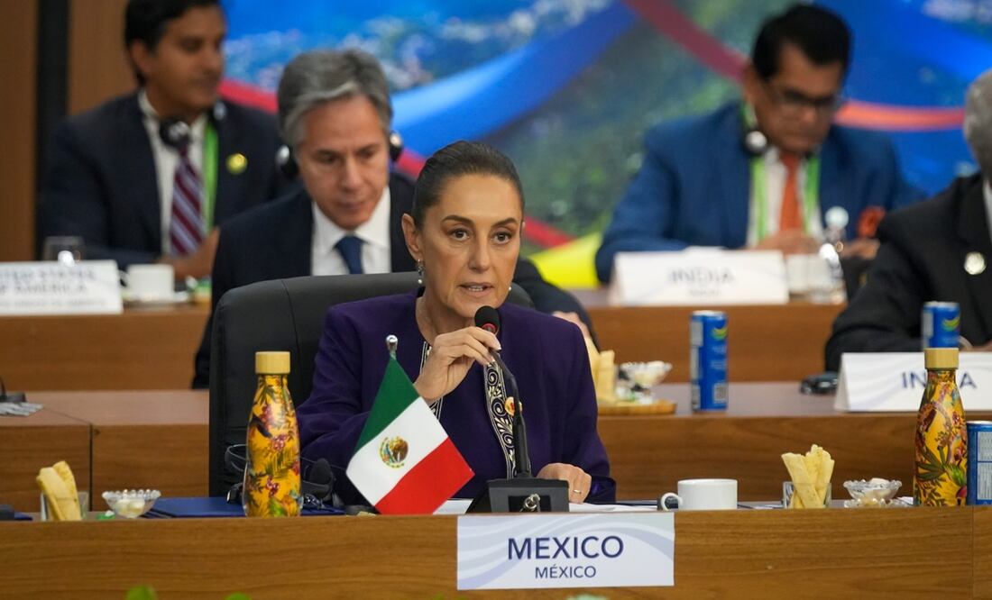 La presidenta Claudia Sheinbaum Pardo durante su participación en la Cumbre de Líderes del G20. Foto: Presidencia