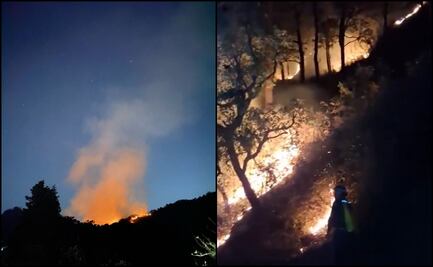 Brigadistas combaten incendio forestal en cerro de El Tepozteco, Morelos; instalan centro de comando