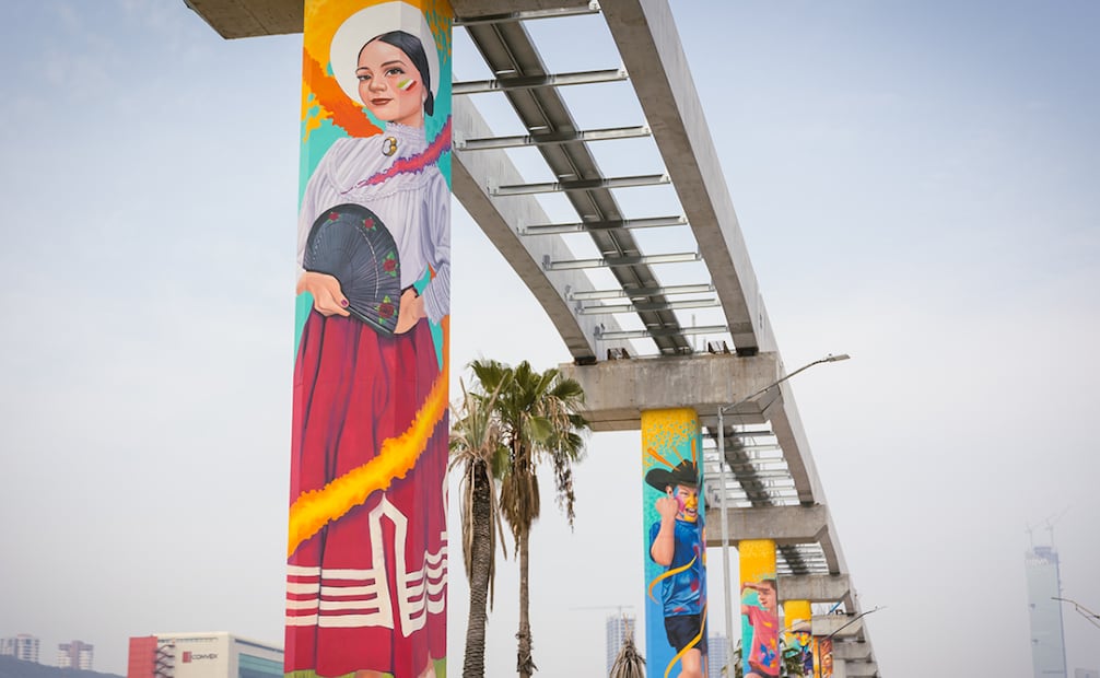 El gobernador de Nuevo León, Samuel García, encabeza la entrega del cuarto y quinto mural del Corredor FIFA. Foto: Gobierno de Nuevo León