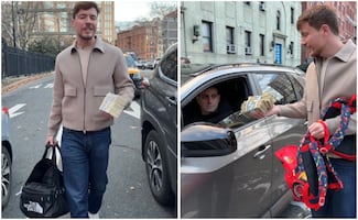 MrBeast reparte fajos de billetes en plena vía pública y causa furor en redes