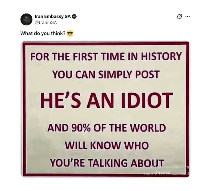 Uno de los mensajes tacha al mandatario estadounidense de “idiota”, e insiste en que Irán nunca se rendirá.