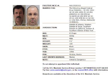U.S. sets up a tip line for information about Joaquín "El Chapo" Guzmán