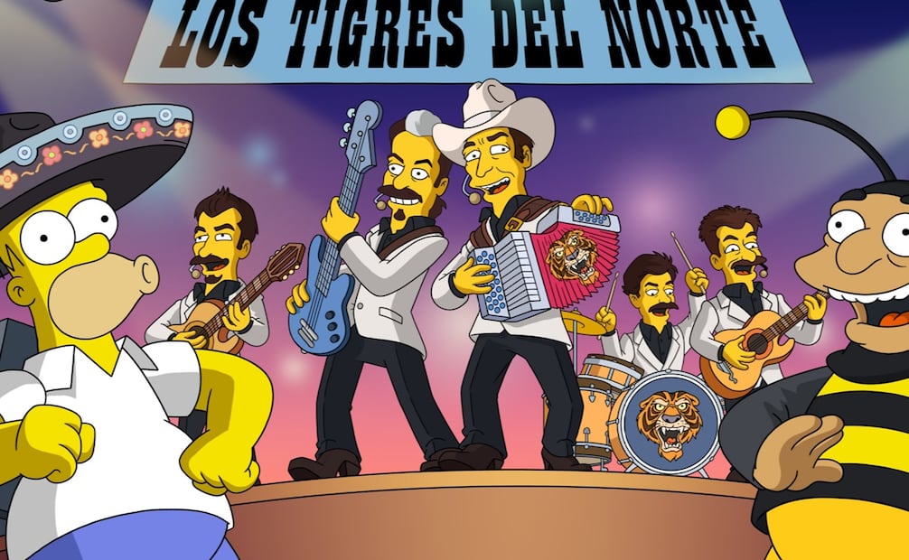 Los tigres del Norte en su versión caricatura de "Los Simpson". Foto: Vía X oficial.