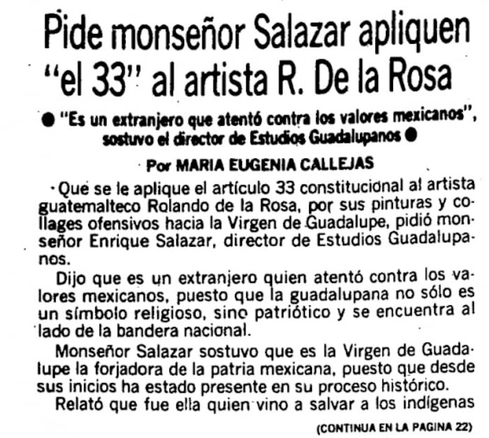 Cuando la Virgen de Guadalupe de Rolando de la Rosa fue censurada en el MAM