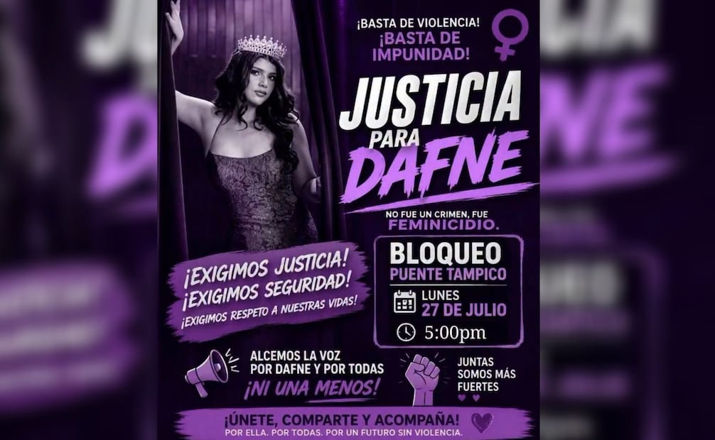 Caso Dafne Zapata: convocan a una protesta en el Puente Tampico; llaman a manifestarse.
Foto: Especial.