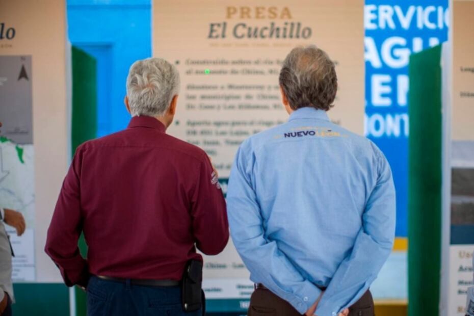 AMLO recorre con Samuel García presa El Cuchillo en Nuevo León