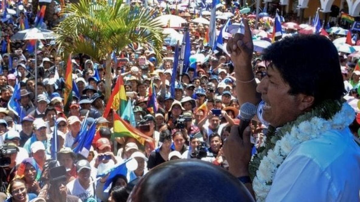 Evo Morales celebró este jueves un acto con sus partidarios en Cochabamba. Foto: AFP