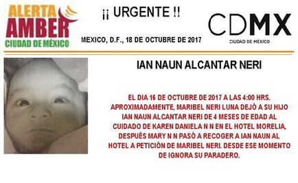 Activan Alerta Amber por bebé robado en hotel de la colonia Guerrero