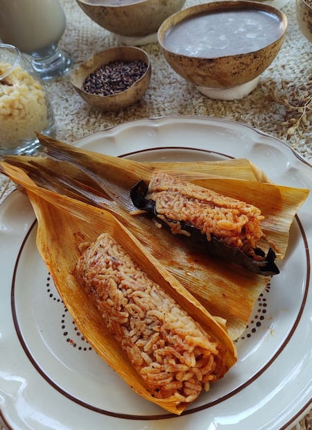 Una preparación típica son los tamales de arroz morado. Foto: cortesía chef Lydia Balderas