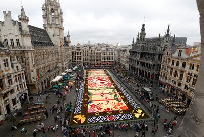 Alfombra de flores cubre la Grand-Place de Bruselas
