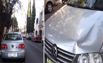 Golpeado y abandonado, así quedó el auto que hizo "volar" a usuario de scooter