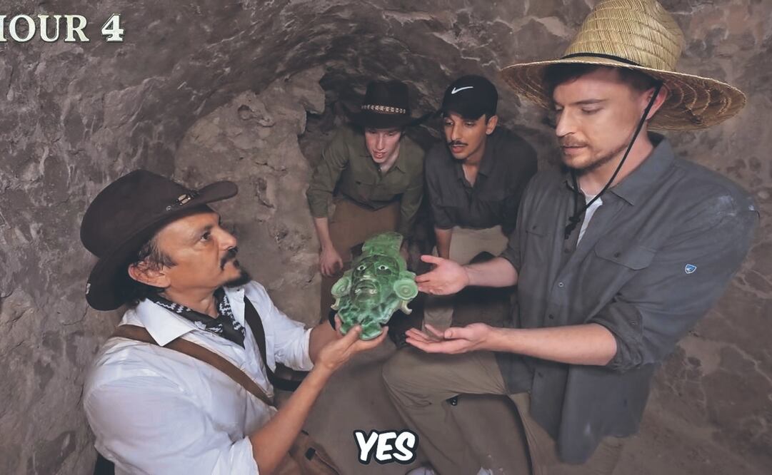 A lo largo de su video, cuyo título cambió de “Sobreviví 100 horas en un templo antiguo” a “Exploré Templos de 2000 Años de Antigüedad” tras la polémica, MrBeast y su equipo visitan diversas áreas de Calakmul, Balancanché y Chichén Itzá, para lo cual tenían permiso, según las autoridades. imágenes: https://www.youtube.com/watch?v=-4GmbBoYQjE