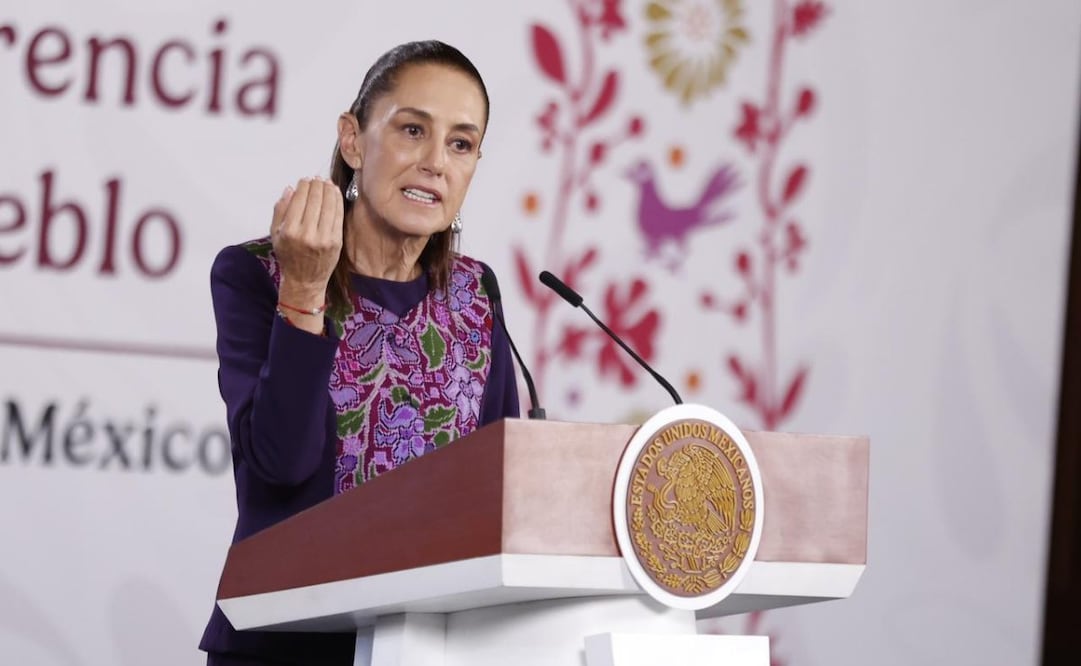 La presidenta Claudia Sheinbaum durante la “Mañanera del Pueblo” en Palacio Nacional de este jueves 16 de abril de 2026. Foto: Diego Simón Sánchez/ EL UNIVERSAL