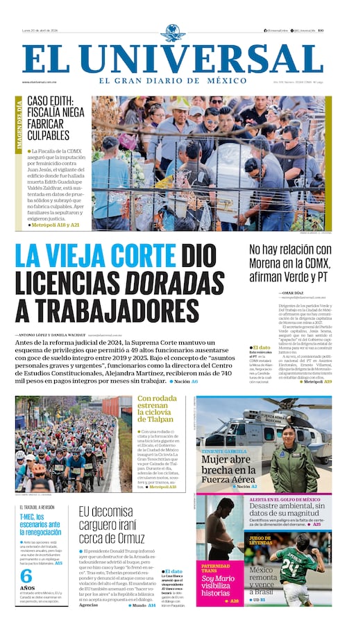 Portada impresa del 20 de abril de 2026