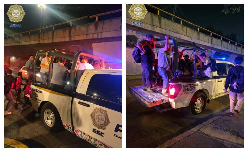 Debido a la gran afluencia de personas, elementos de la SSC ofrecieron apoyo a usuarios a fin de que puedan llegar a sus destinos. Foto: X @OVIALCDMX