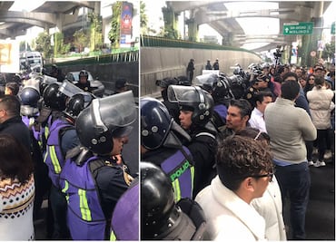 Enfrentamiento entre trabajadores del Poder Judicial y policías en bloqueo de Periférico Sur