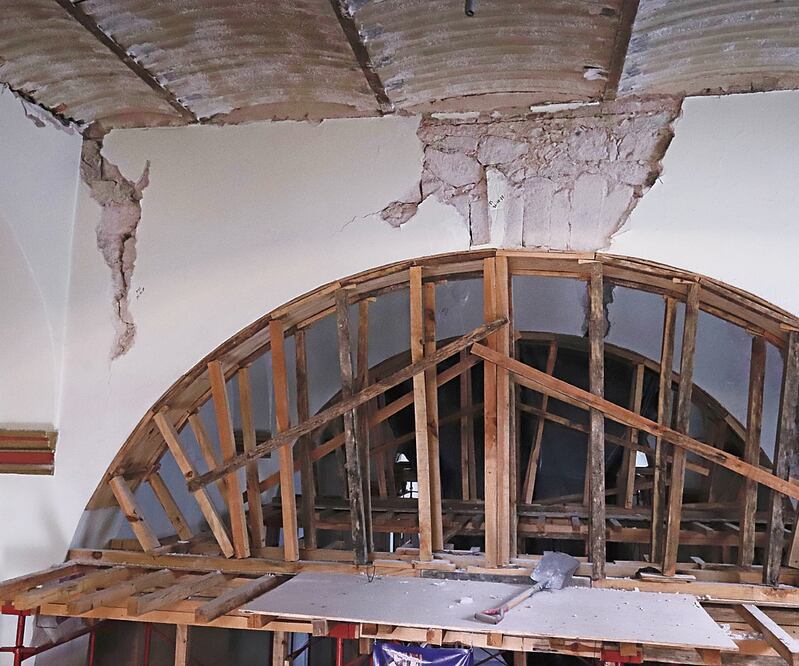 A cinco años de los sismos de 2017, el Templo de San Jerónimo sigue sin ser restaurado. Fotos: Berenice Fregoso / EL UNIVERSAL