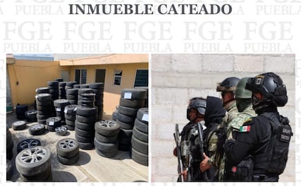 Catean dos inmuebles en Puebla; aseguran casi 300 llantas con rines de alta gama y autopartes robadas