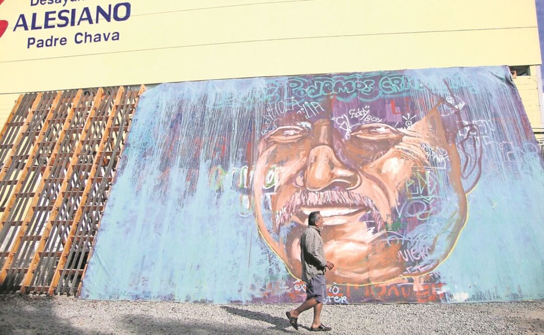 Mural en La Techumbre, espacio cultural construido en el patio del Desayunador Salesiano del Padre Chava. (CORTESÍA ANA LUISA CALVILLO)