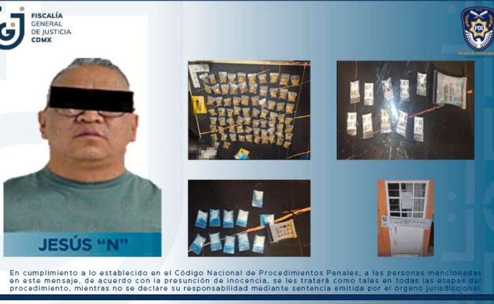 Detenido con diversas dosis de marihuana y otras sustancias (17/04/2025). Foto: Especial