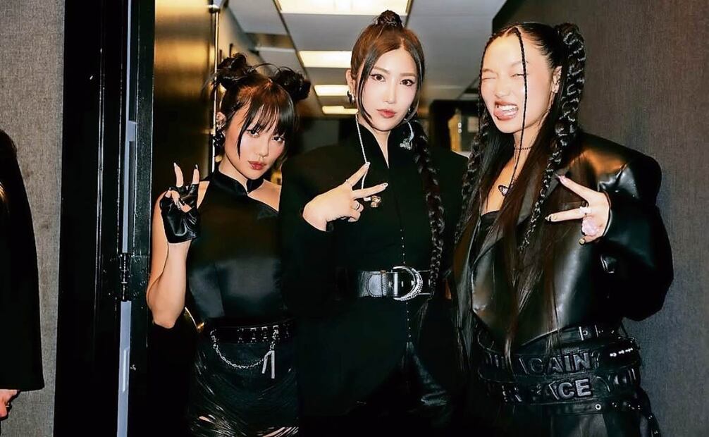 El grupo de integrantes reales, real HUNTR/X. Fotos: Netflix e IG