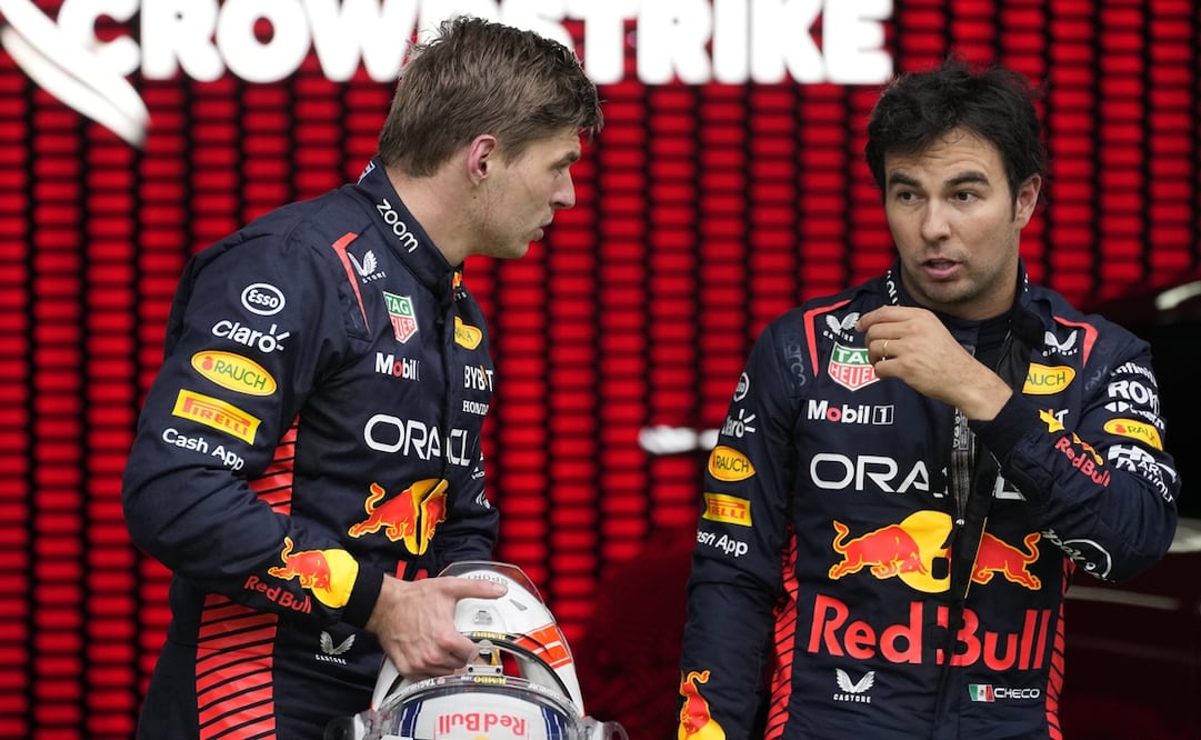 Max Verstappen y Checo Pérez, los dos pilotos de Red Bull Racing - Foto: AP