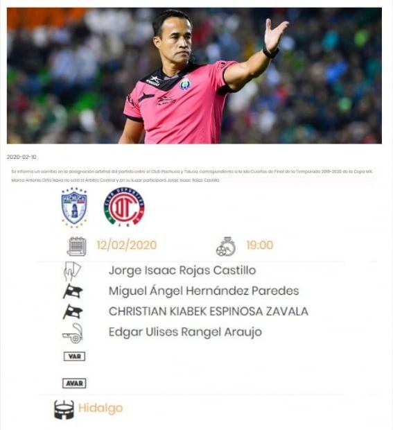 Segundo cambio de árbitro en menos de una semana en el futbol mexicano