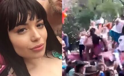 VIDEO. Modelo que participó en video de Gerardo Ortíz cae de carro en Marcha del Orgullo LGBTTTI