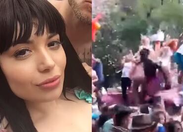 VIDEO. Modelo que participó en video de Gerardo Ortíz cae de carro en Marcha del Orgullo LGBTTTI