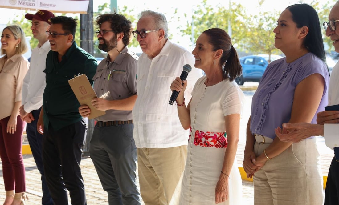 Claudia Sheinbaum en Sinaloa esta tarde. Foto: Presidencia