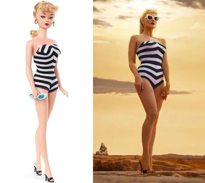 Traje de baño a rayas de Barbie. Foto: Instagram