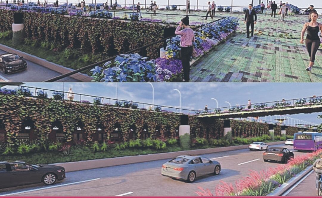 La calzada flotante de Tlalpan será un espacio peatonal y con ciclovía, e irá por encima del Metro. Foto Especial