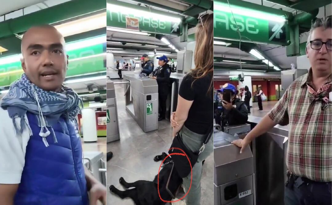 Trabajador del Metro de CDMX niega el ingreso a usuaria con discapacidad visual y a su perro guía. Foto: Captura de pantalla/X @perrosguia