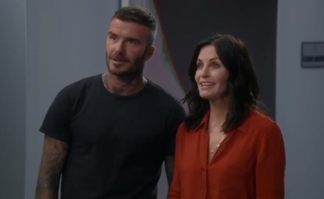 Courteney Cox y David Beckham. Foto: Captura de pantalla