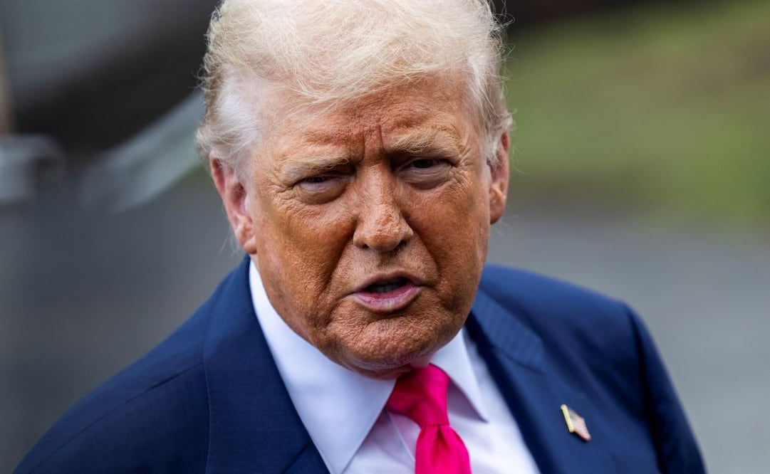 El presidente de Estados Unidos, Donald J. Trump, responde a una pregunta de los medios de comunicación antes de embarcar en el Marine One en el Jardín Sur de la Casa Blanca en Washington, D. C., EE. UU., el 15 de julio de 2025. El presidente Trump intervendrá en una cumbre sobre Energía e Innovación en la Universidad Carnegie Mellon de Pittsburgh, Pensilvania. Foto: EFE