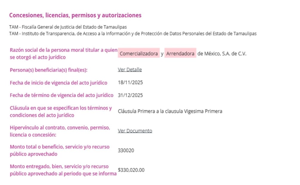 Captura de pantalla: Plataforma Nacional de Transparencia.
