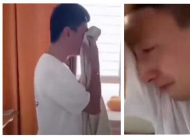 Padre llora al ver que su hijo reprobó examen tras estudiar todo un año con él